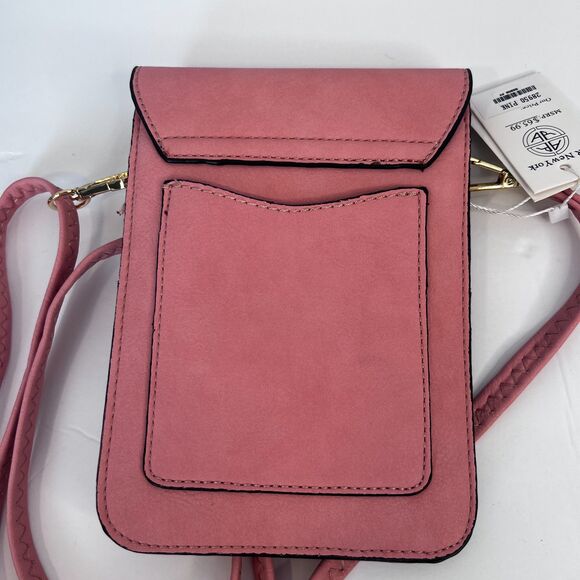 AR New York NEW Smartphone Crossbody Purse Bag Thin NEW Vegan Leather Pink - Picture 3 of 11